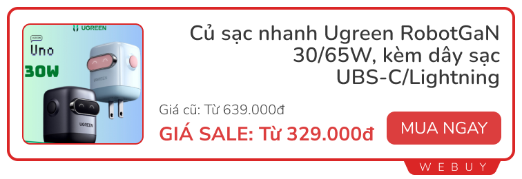 10+ deal "chất" cuối tháng: Loa Sony vừa bán đã giảm 22%, tai nghe chống ồn Anker chỉ 499.000đ, củ sạc Ugreen hình robot giảm nửa giá- Ảnh 6.